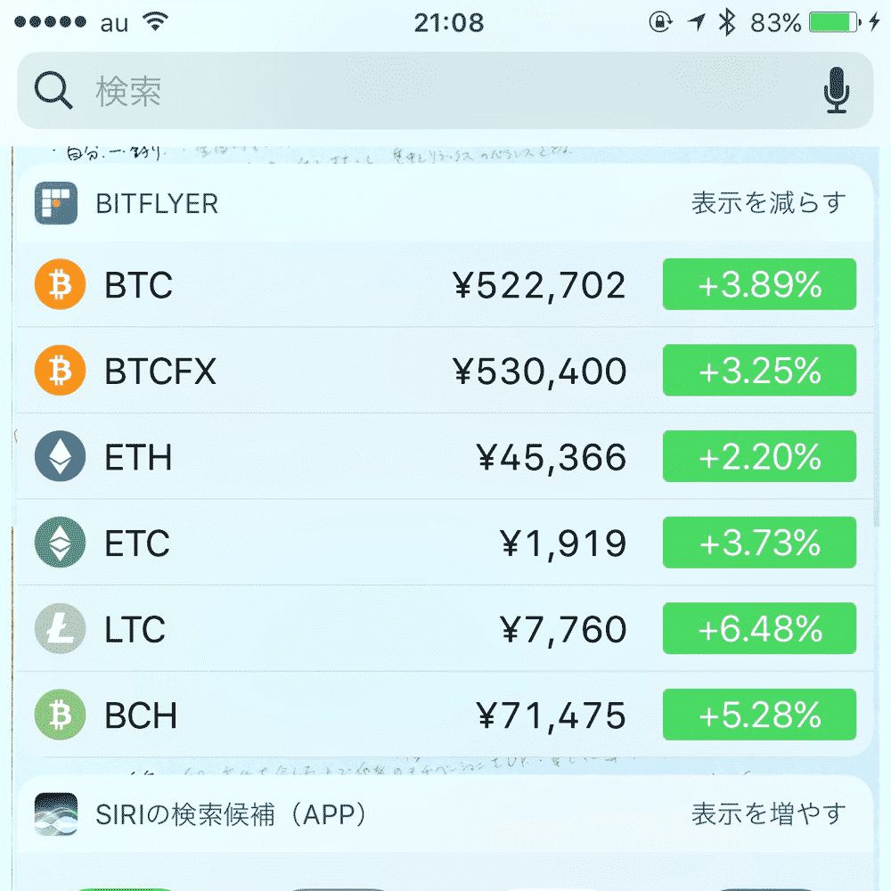 ビットフライヤーのアプリでウィジェットを設定する方法